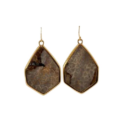 Barse Hexagonal Statement Earring-Fossilized Coral