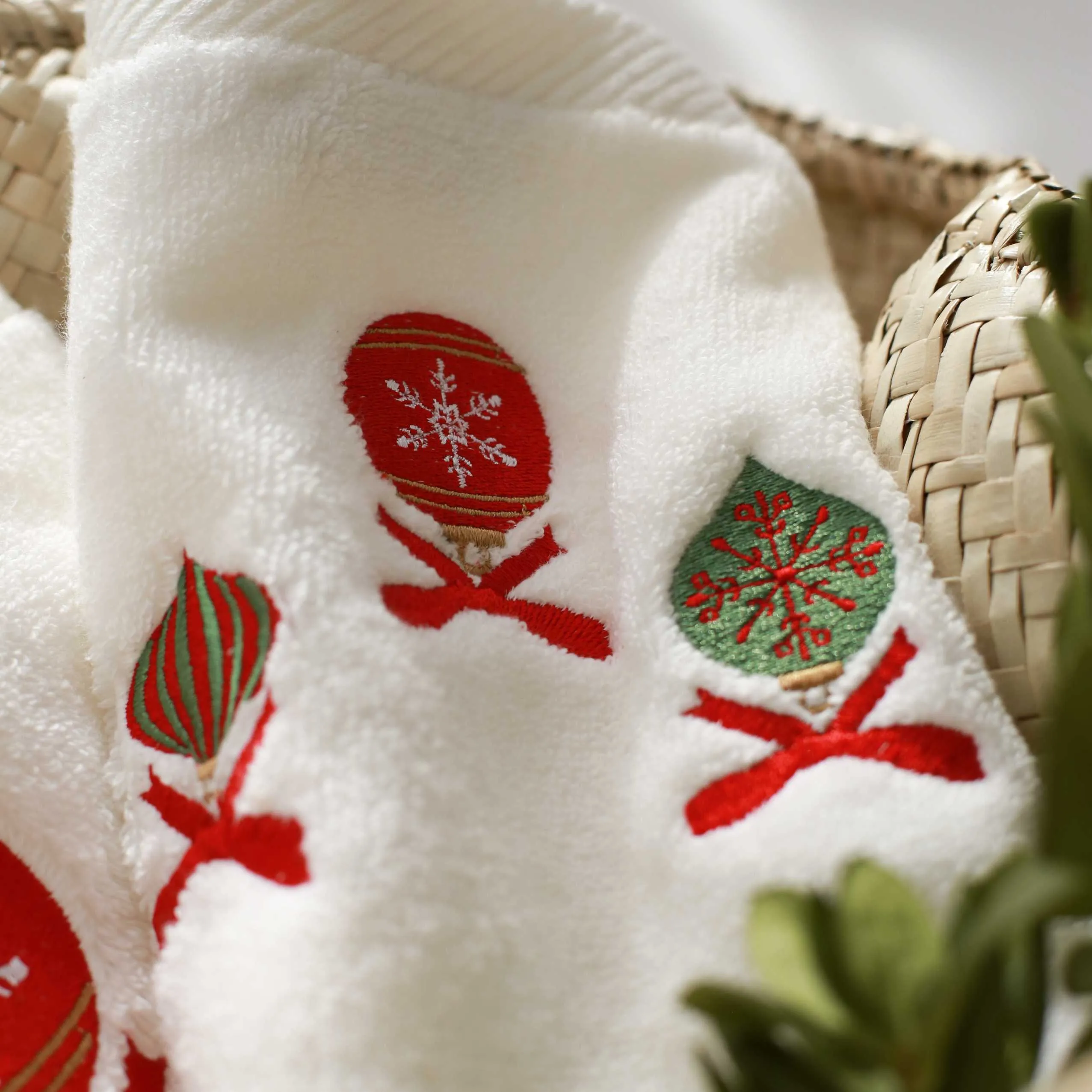 Bauble Embroidery Face Towel