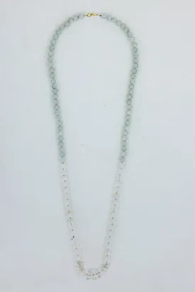 Beaded Aquamarine and Herkimer Necklace