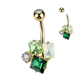 Bijou Emerald Cluster Belly Ring with Gold Plating