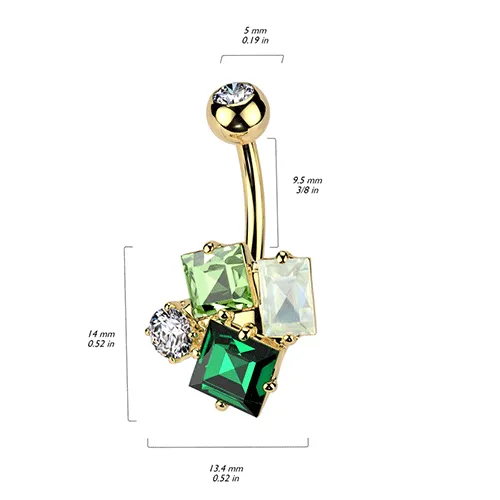 Bijou Emerald Cluster Belly Ring with Gold Plating