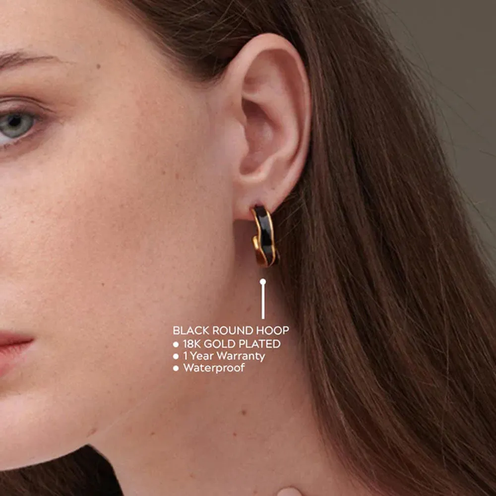 Black Round Hoop Earrings