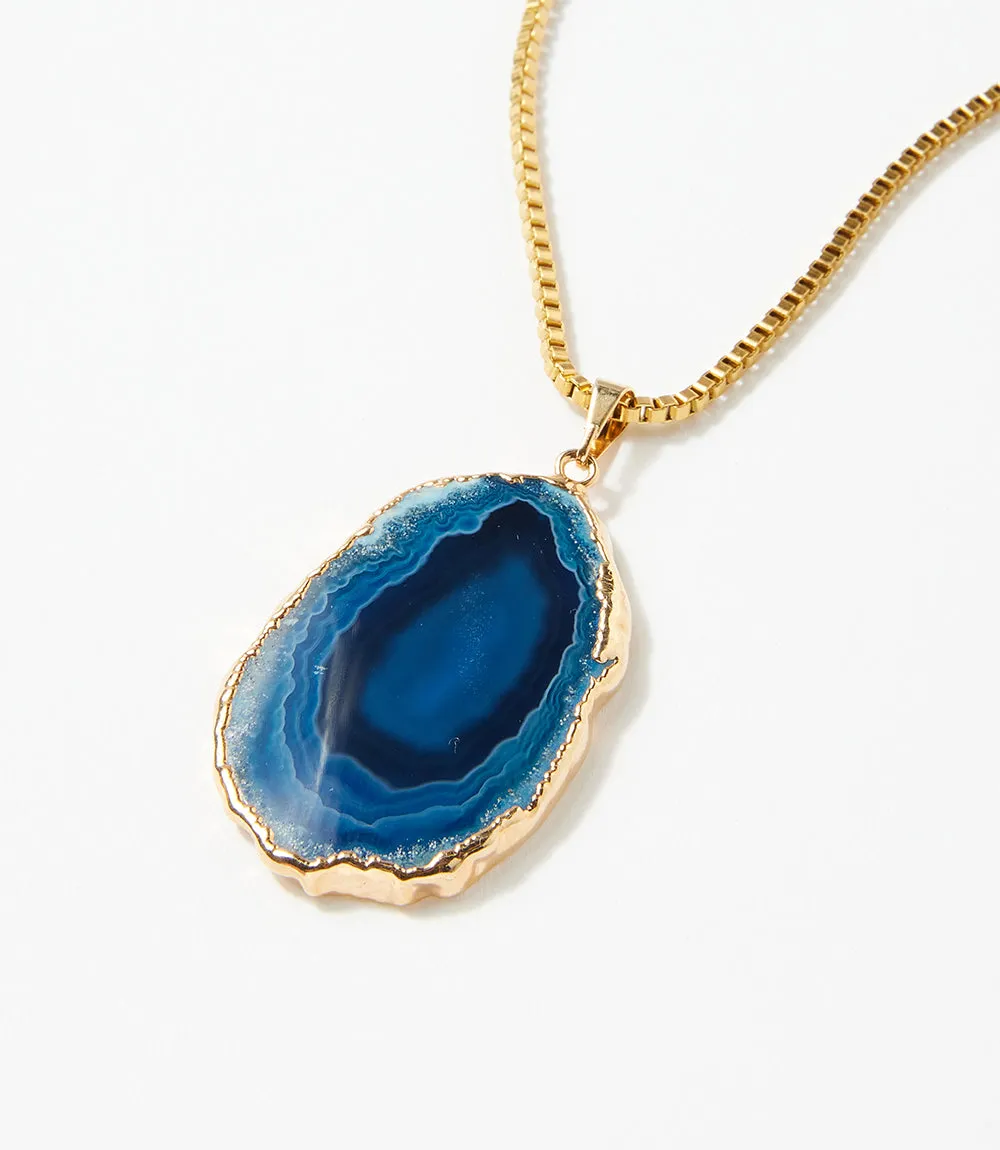 Blue Agate Pendant Necklace