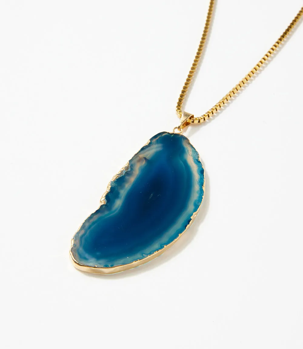 Blue Agate Pendant Necklace