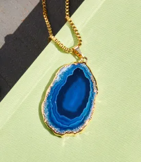 Blue Agate Pendant Necklace