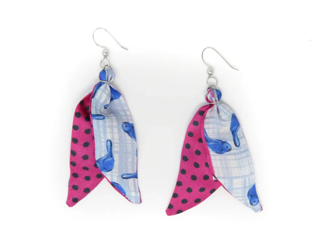 Bluebird of Happiness Silk Earrings