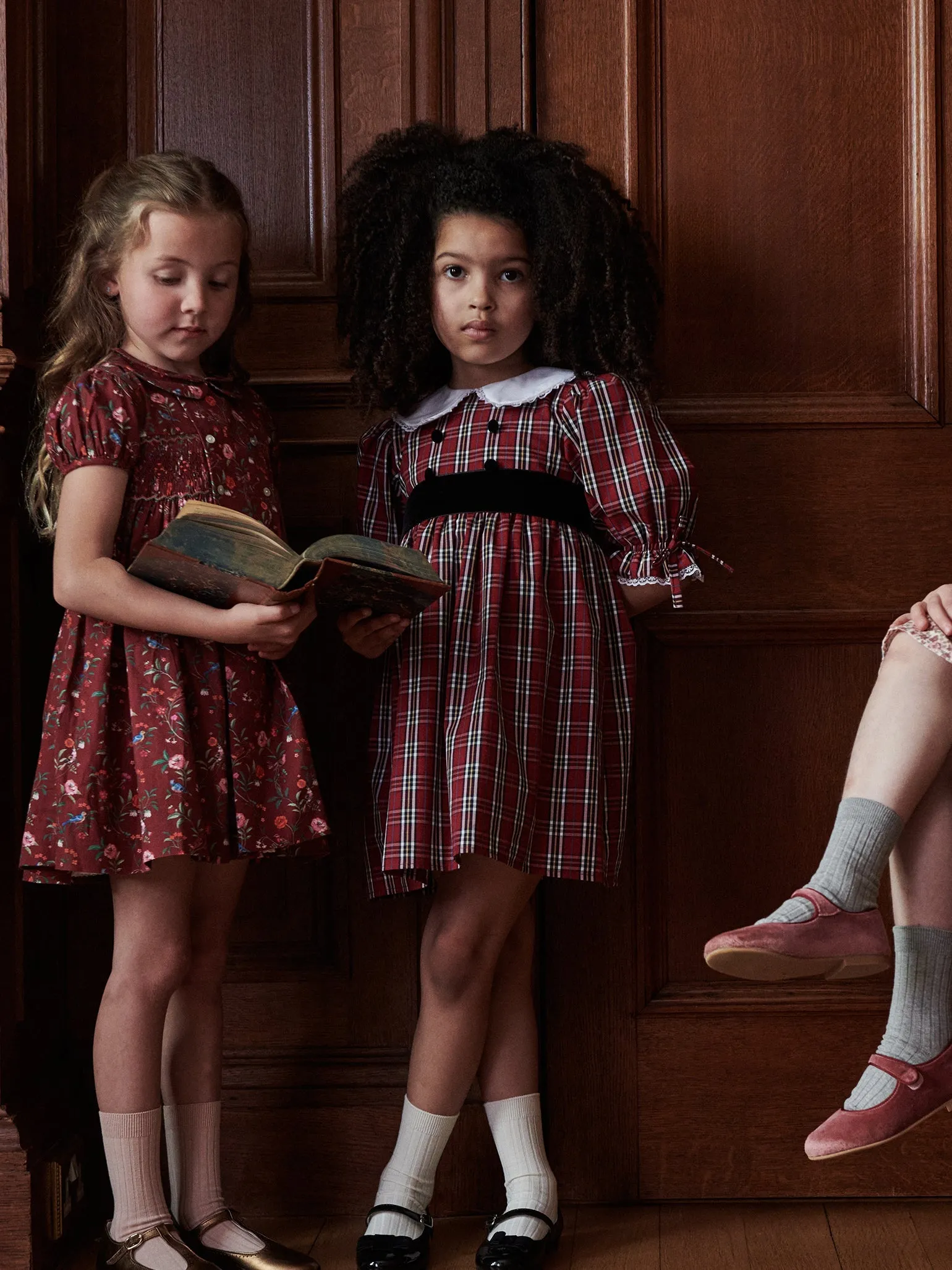 Burgundy Floral Arcadia Girl Hand-Smocked Dress