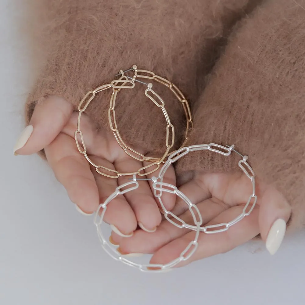 Cable Chain Hoop Earrings