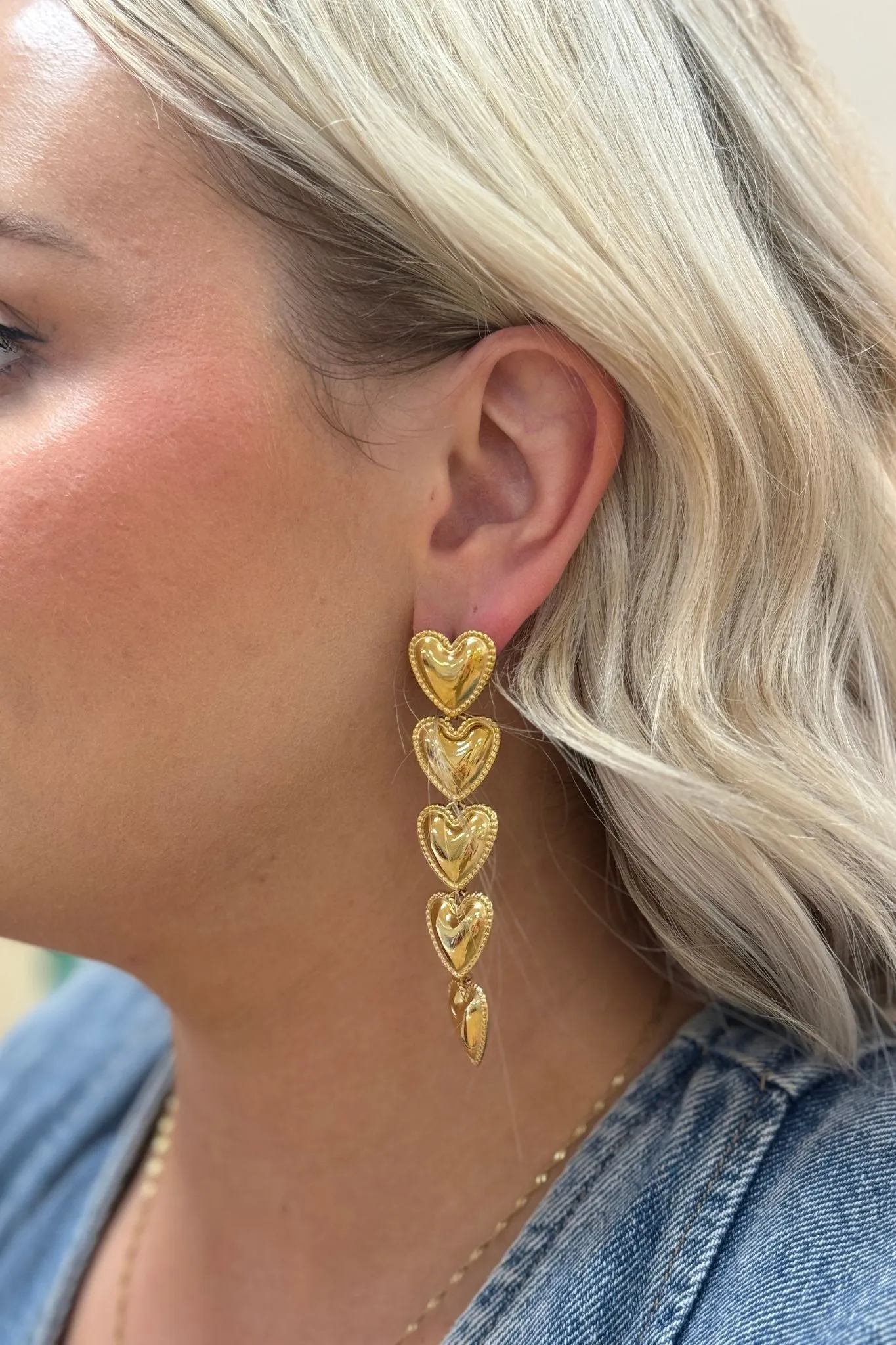 Cameron Heart Drop Earrings In Gold