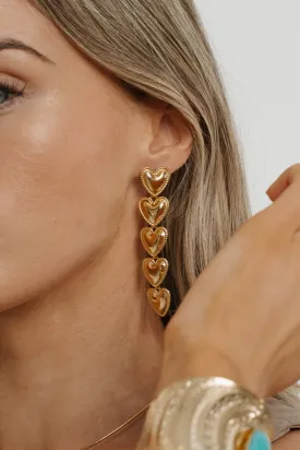 Cameron Heart Drop Earrings In Gold