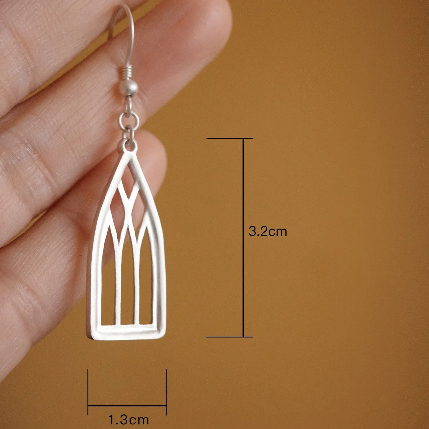 Cathedral Window Earrings - Sandblasted Sterling Silver Earrings - Christian Jewelry - Artisan Handcrafted - Limited Edition