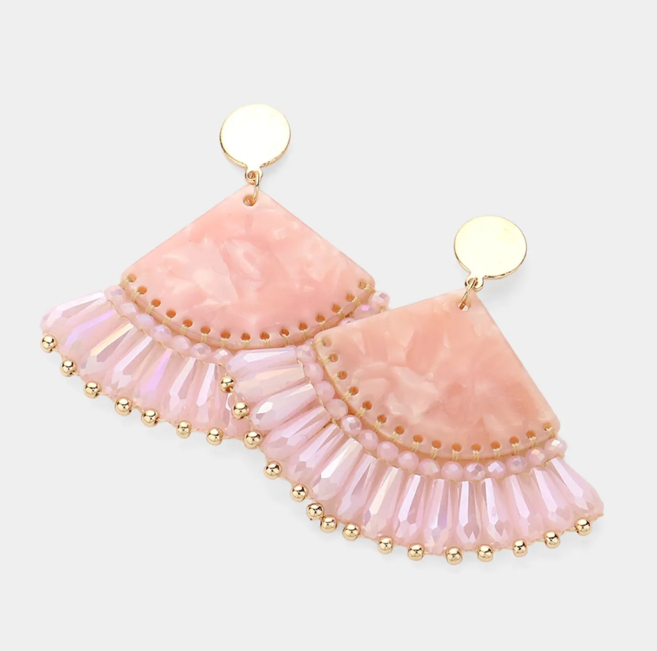 Celluloid Acetate Fan Dangle Earrings (4 Colors)