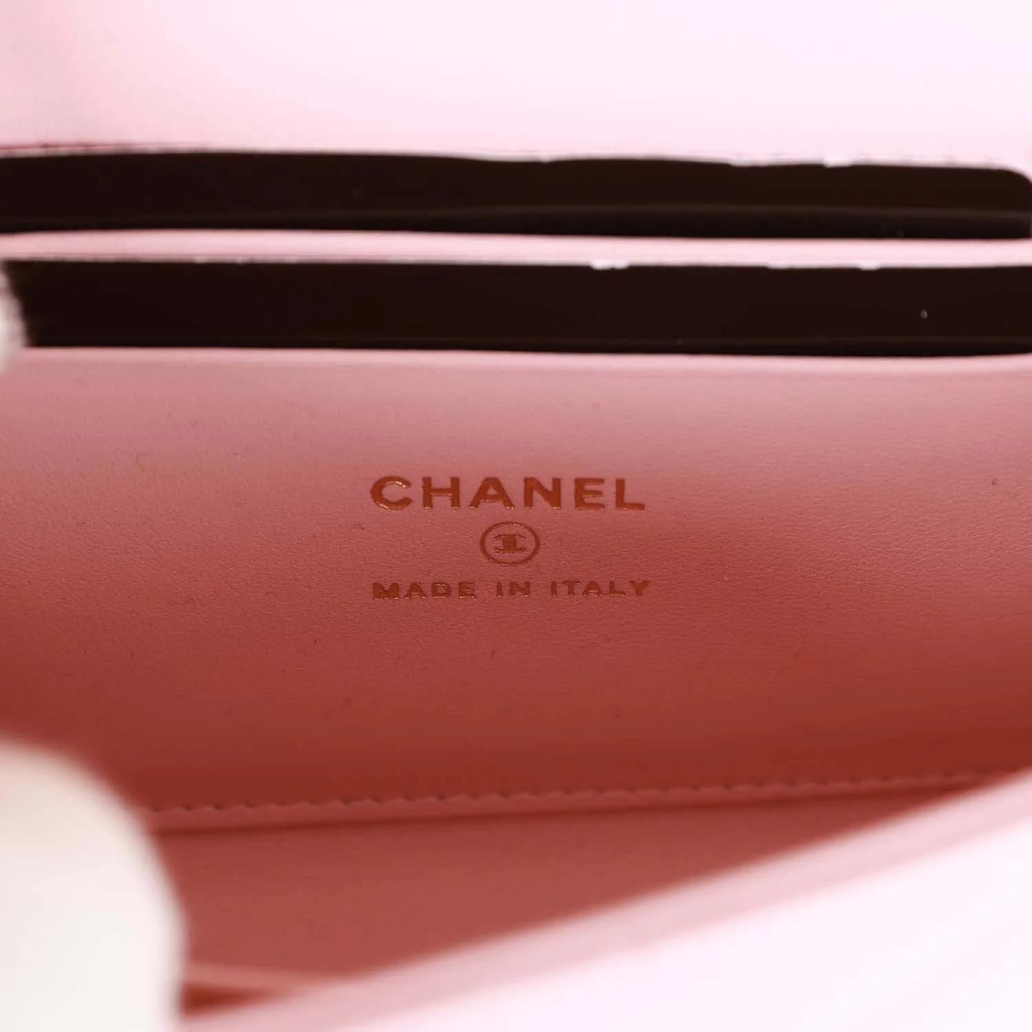 Chanel Enamel Top Handle Phone Holder Pink Lambskin Antique Gold Hardware