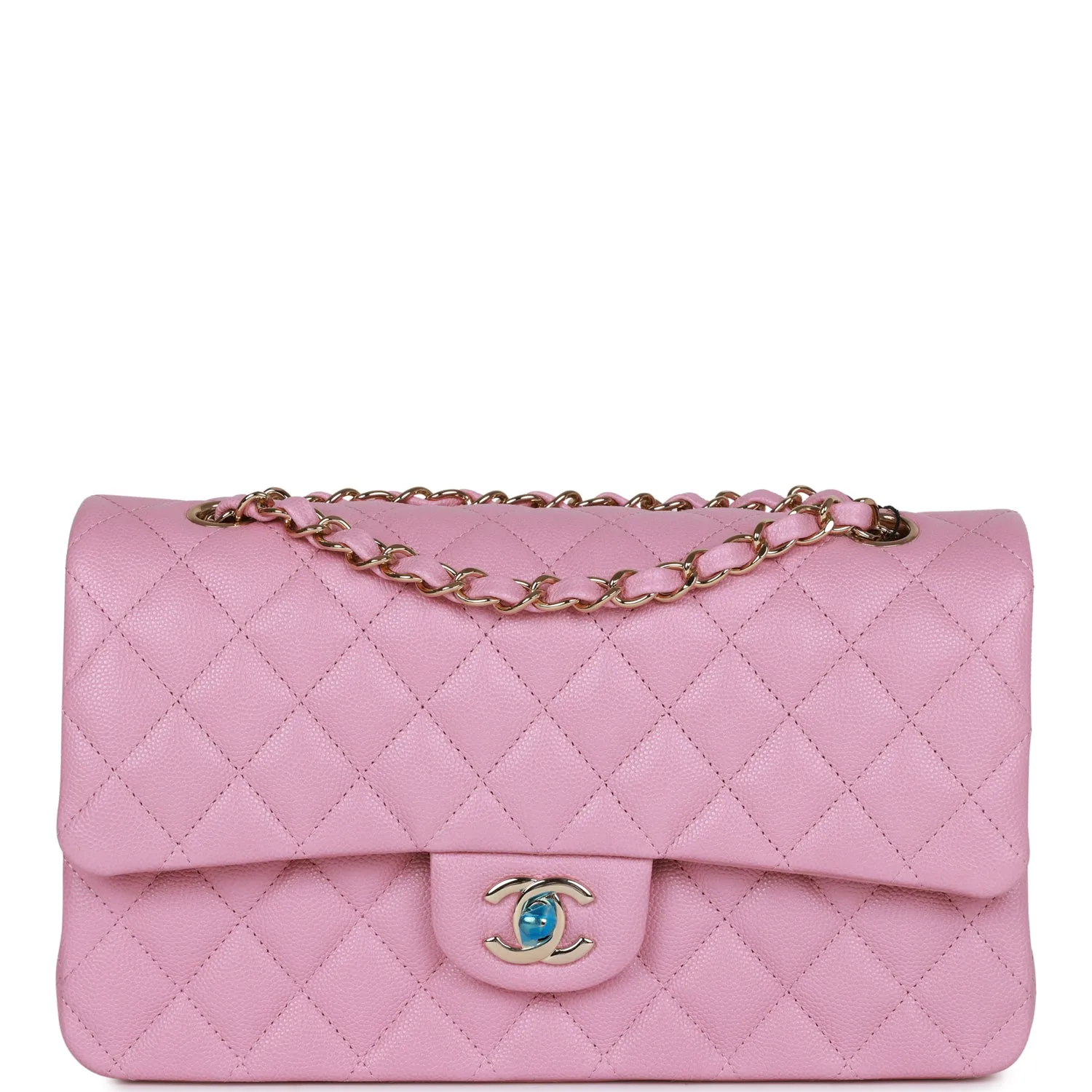 Chanel Medium Classic Double Flap Bag Dark Pink Caviar Light Gold Hardware