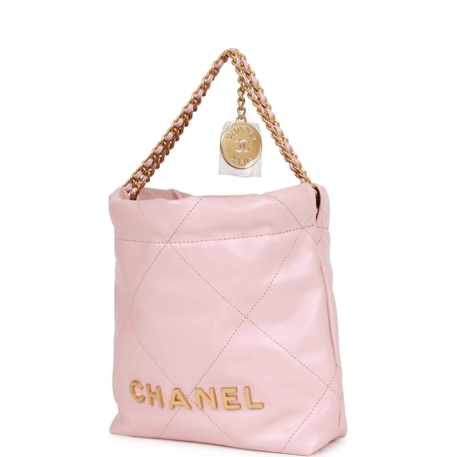 Chanel Mini 22 Bag Pink Calfskin Gold Hardware