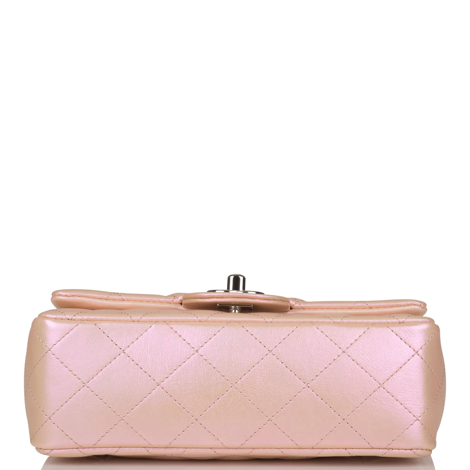 Chanel Mini Rectangular Flap Bag Pink Iridescent Lambskin Silver Hardware