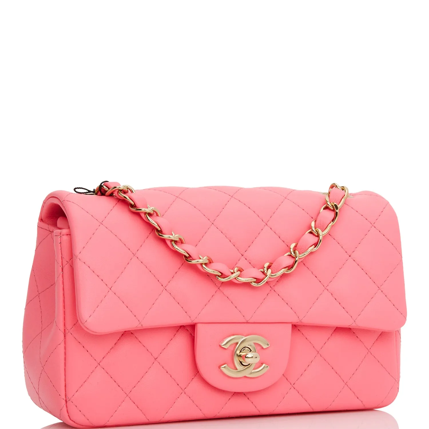 Chanel Mini Rectangular Flap Bag Pink Lambskin Light Gold Hardware