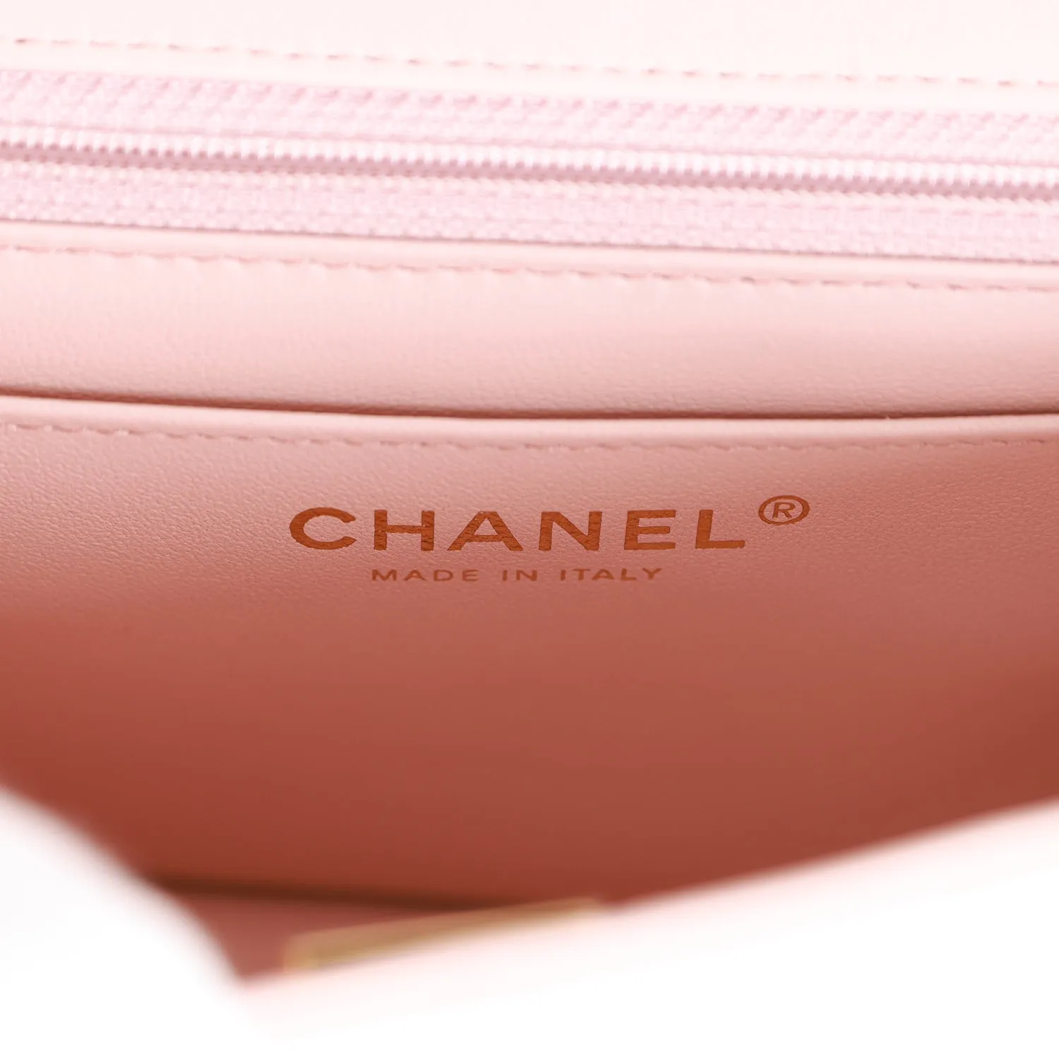 Chanel Mini Square Flap Pink Calfskin Light Gold Hardware