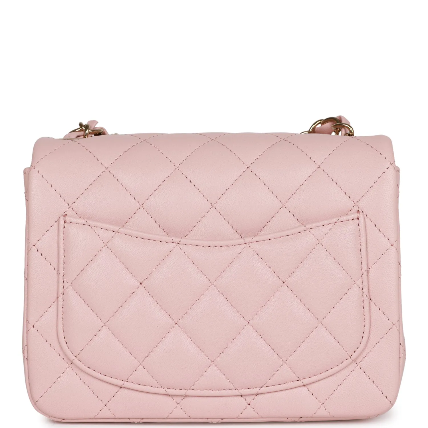 Chanel Mini Square Flap Pink Calfskin Light Gold Hardware