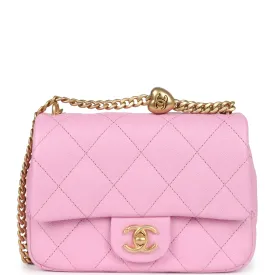 Chanel Mini Sweetheart Crush Square Flap Bag Pink Caviar Aged Gold Hardware