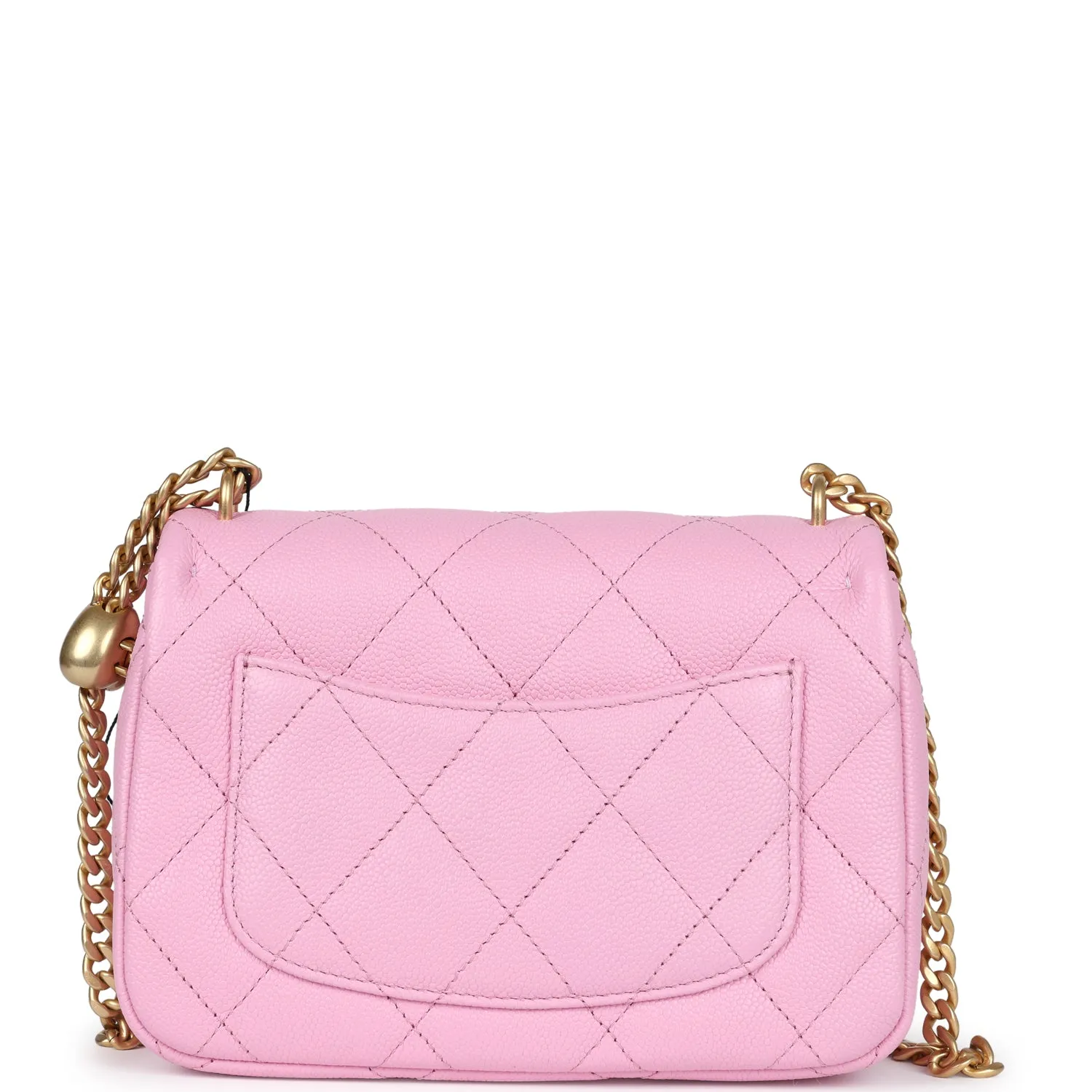 Chanel Mini Sweetheart Crush Square Flap Bag Pink Caviar Aged Gold Hardware