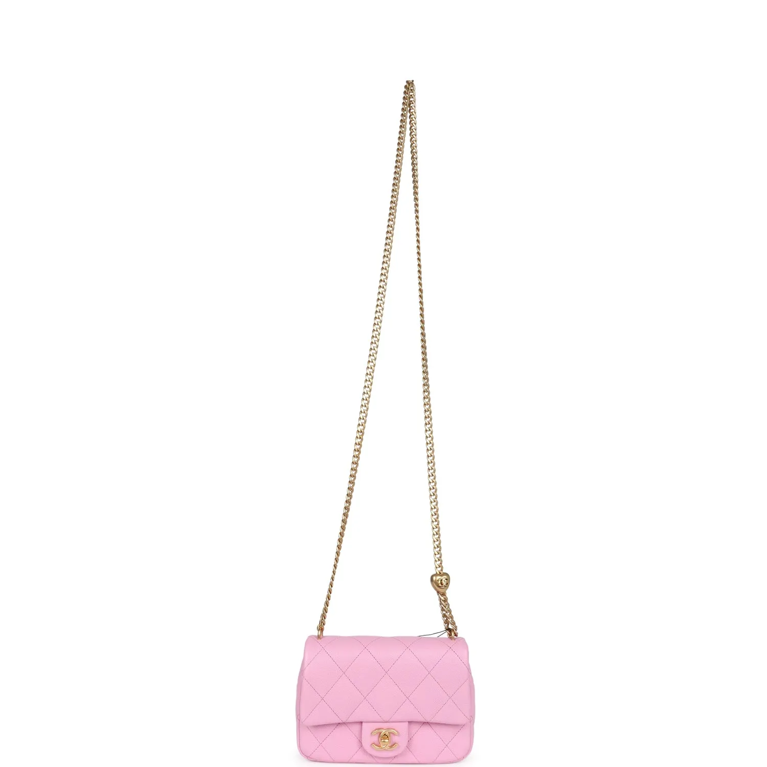 Chanel Mini Sweetheart Crush Square Flap Bag Pink Caviar Aged Gold Hardware