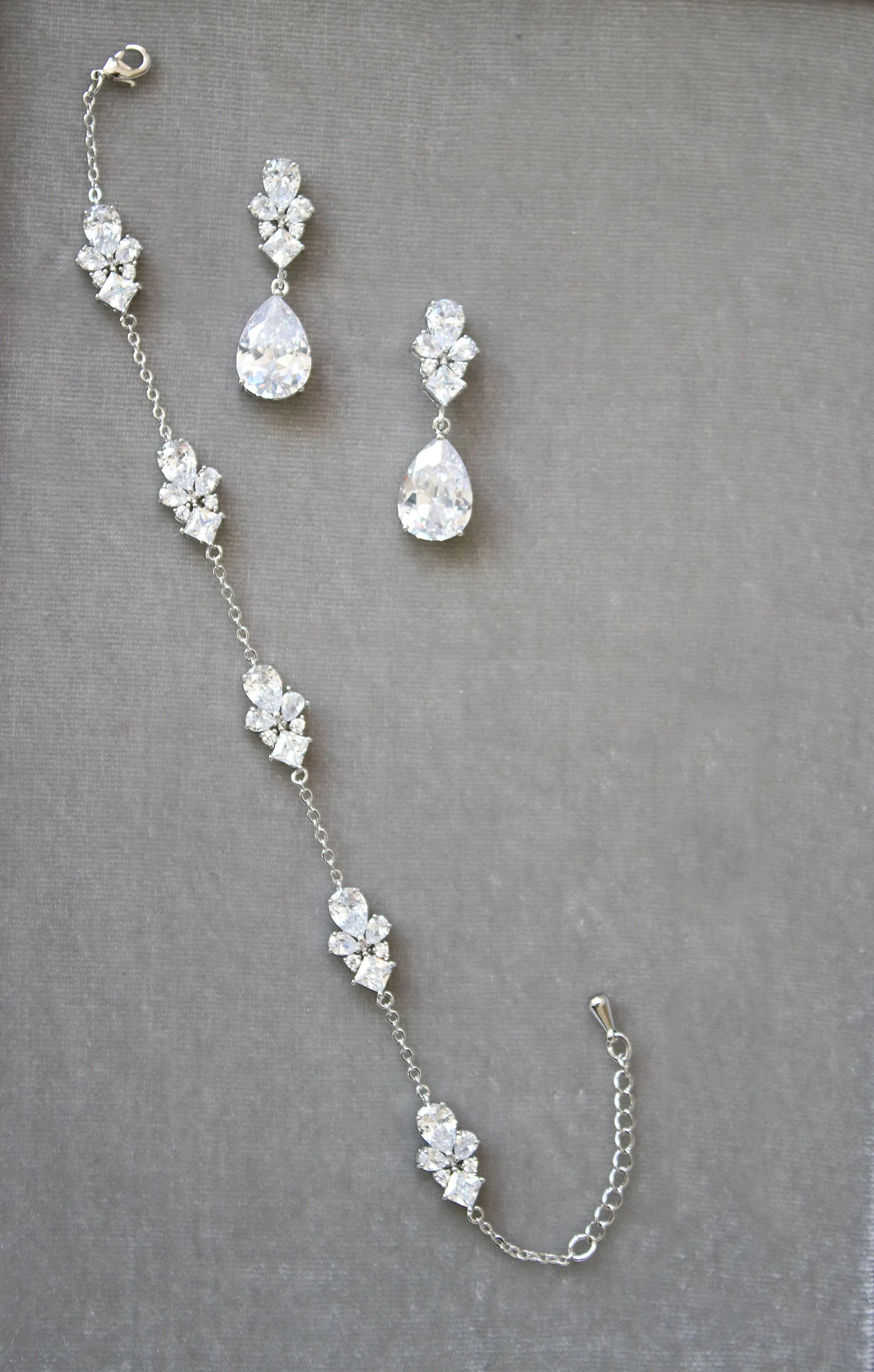 CHERIE Simulated Diamond Earrings and Bracelet Set