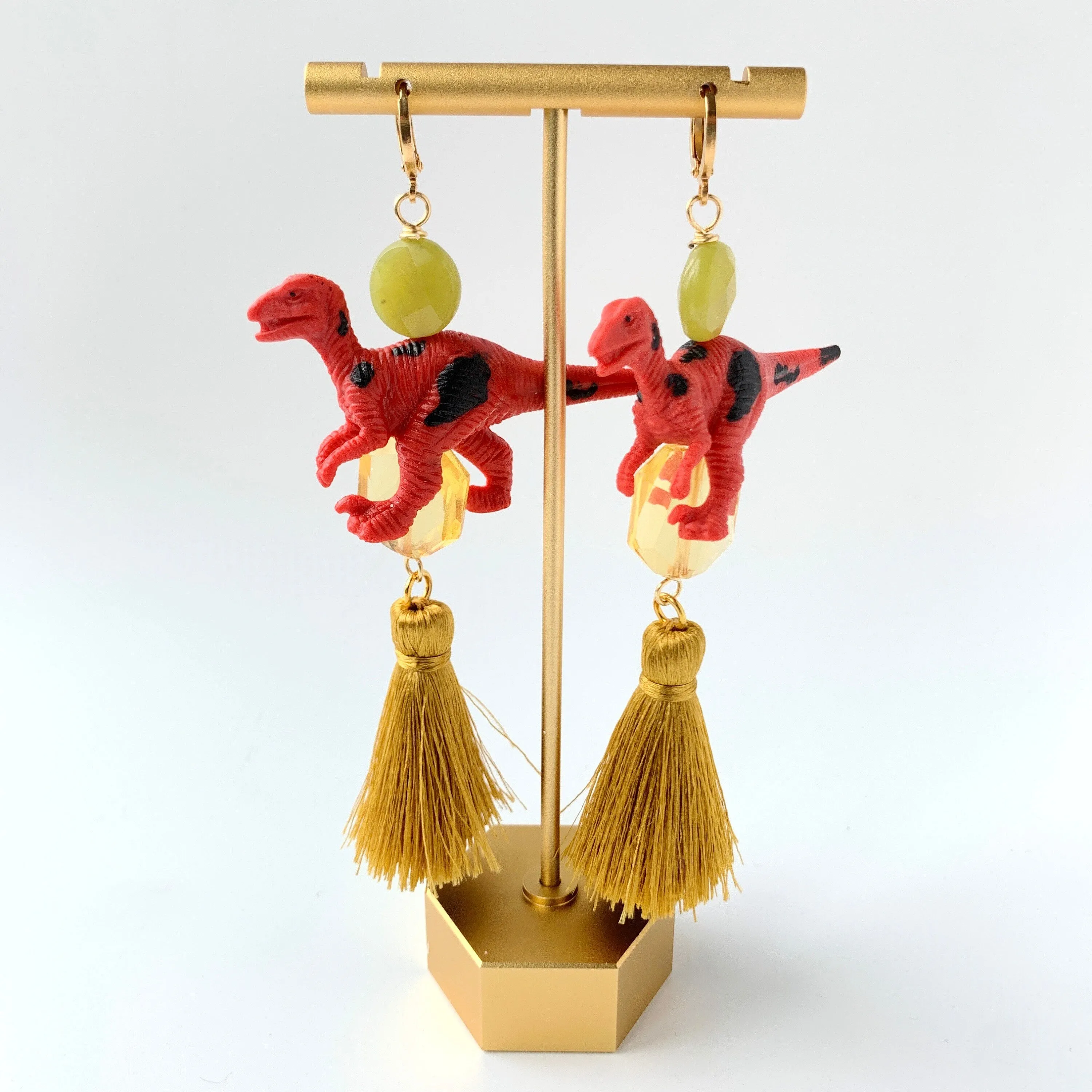 Cherry Lime Dinosaur Earrings