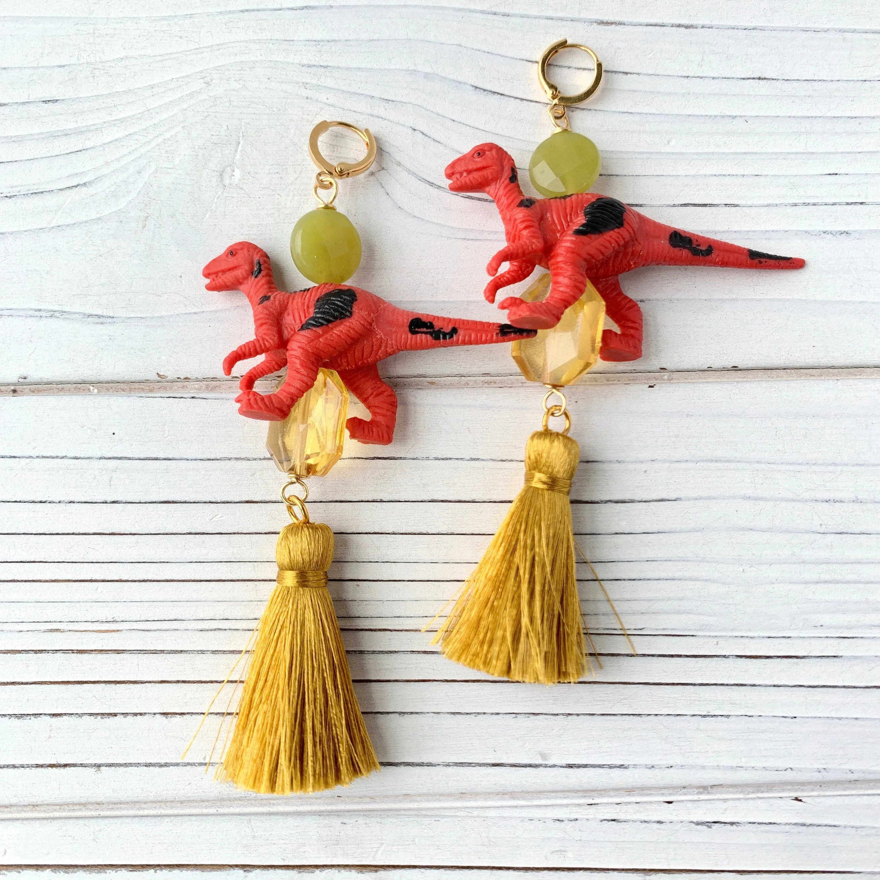 Cherry Lime Dinosaur Earrings