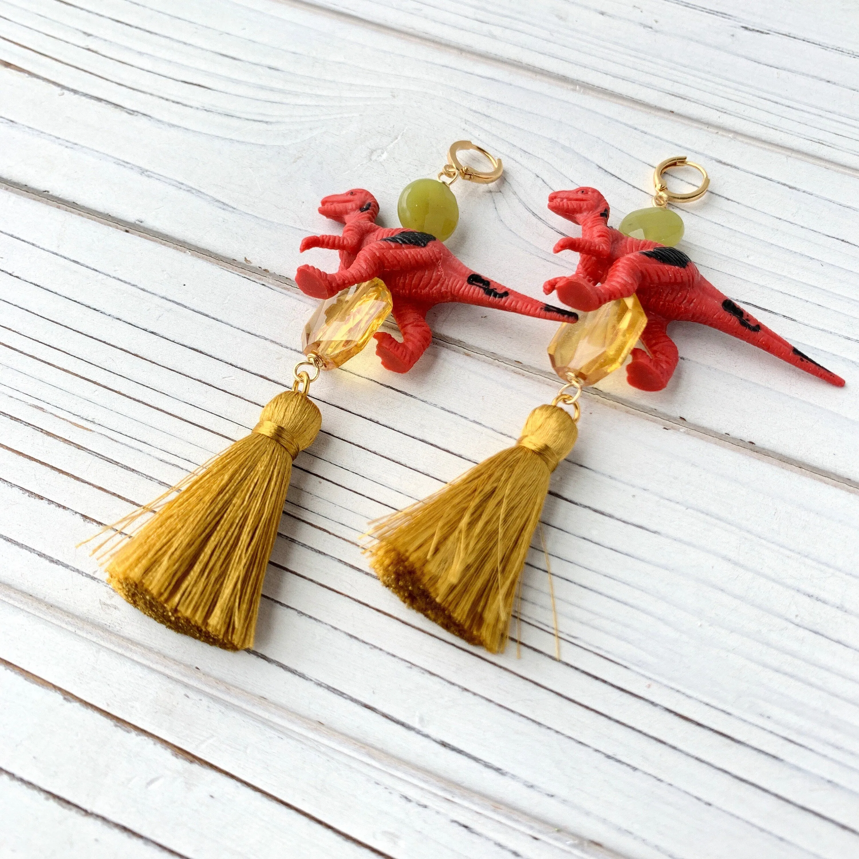 Cherry Lime Dinosaur Earrings