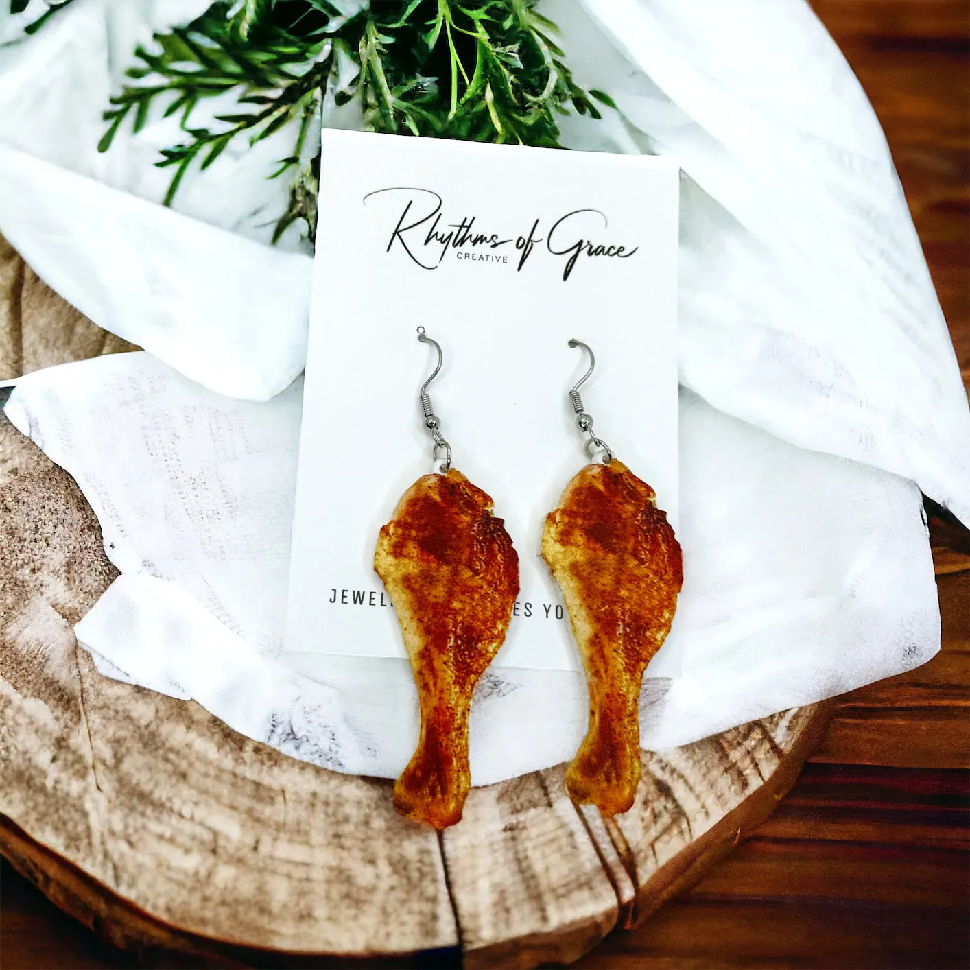 Chicken Wings Earrings - Chicken Wings Jewelry, Chicken Earrings, Handmade Earrings, Hot Wings, Food Earrings, Hot Ones