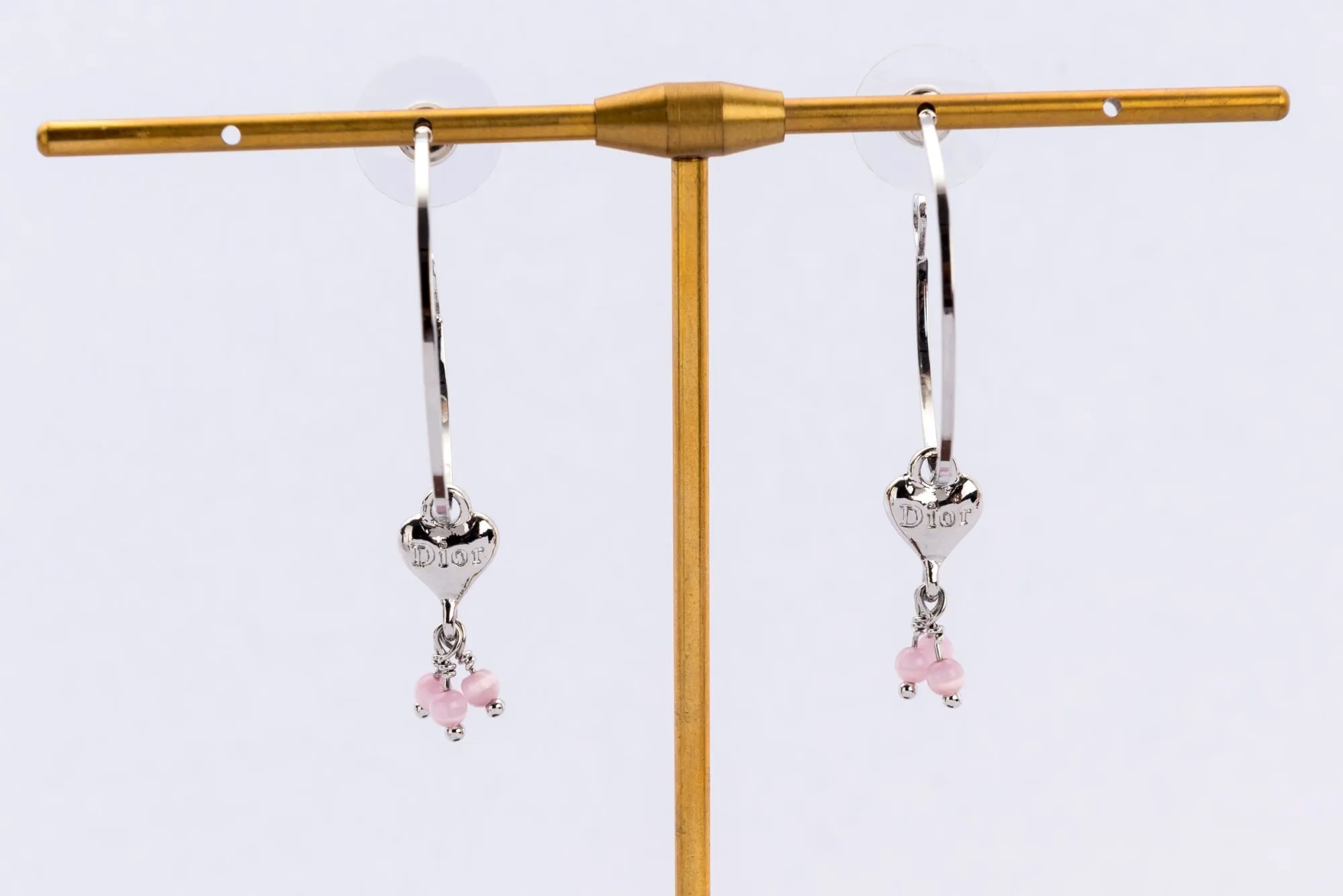 Christian Dior Silver Earing Dangling D with Crystal, no Box