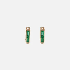 Chubby Emerald Square Huggie Earrings