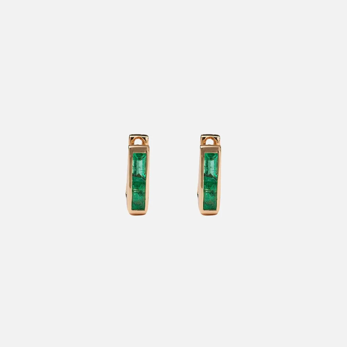 Chubby Emerald Square Huggie Earrings