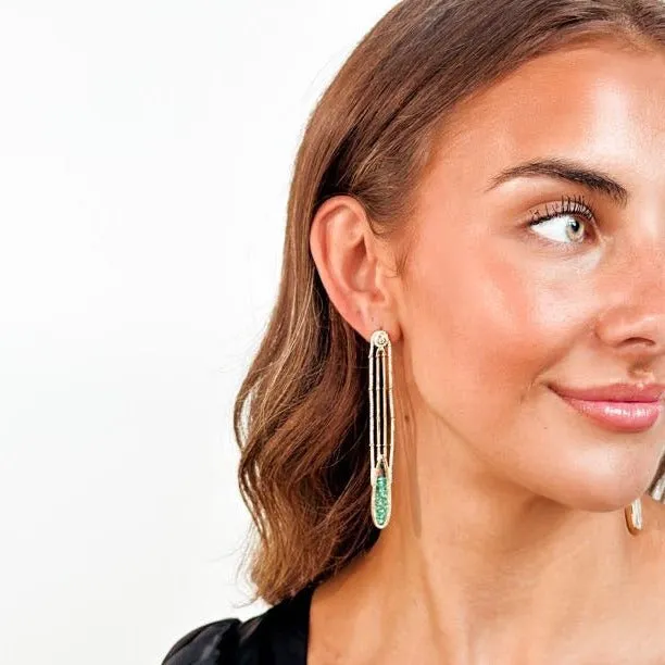 CLARTÉ  - Prima Emerald Drop Shaker Earrings