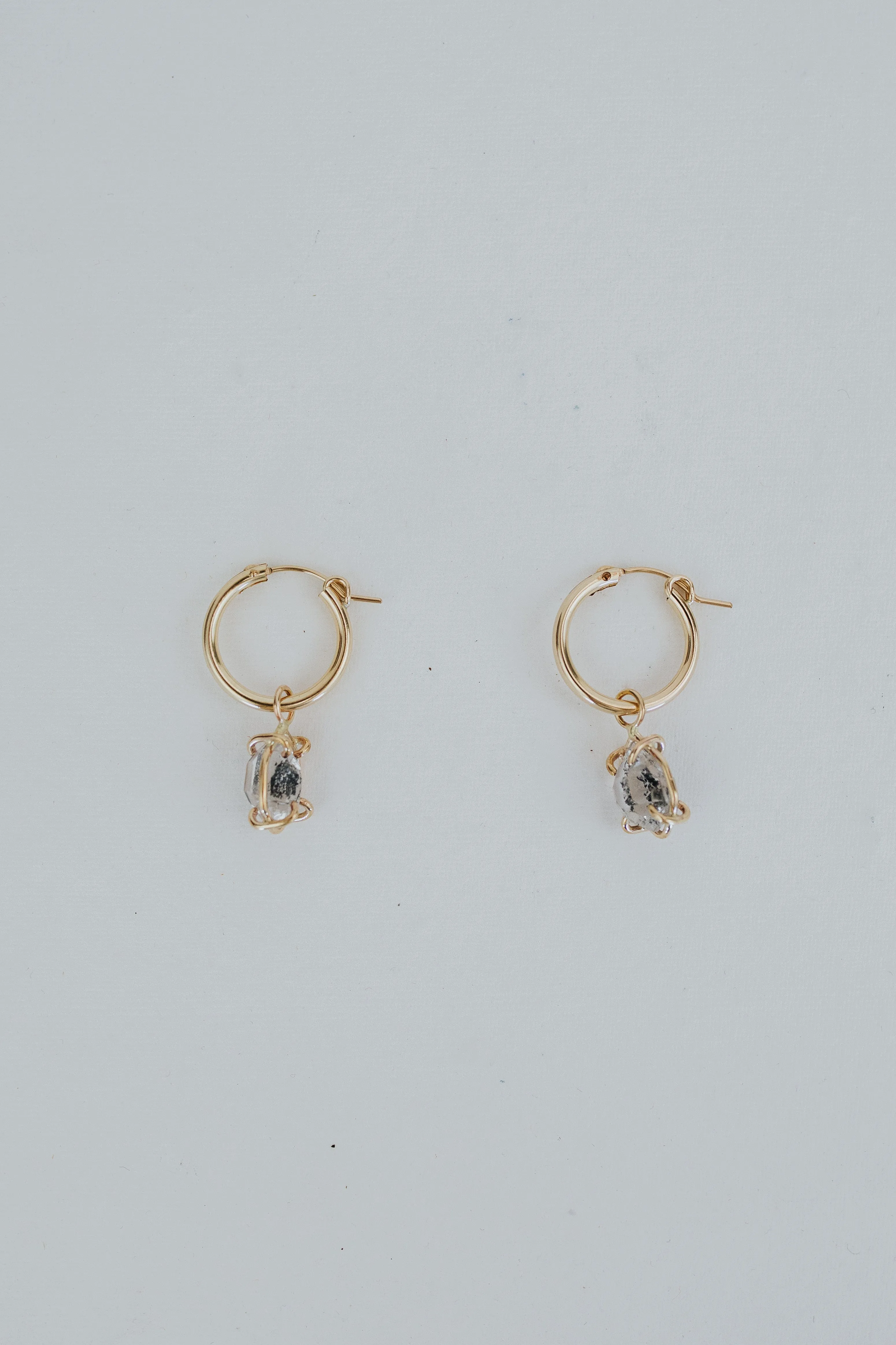 Clasp Hoop Earrings - Prong Set  Herkimer Diamonds