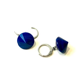 Cobalt Faceted Gem Drop Cuff Hoops