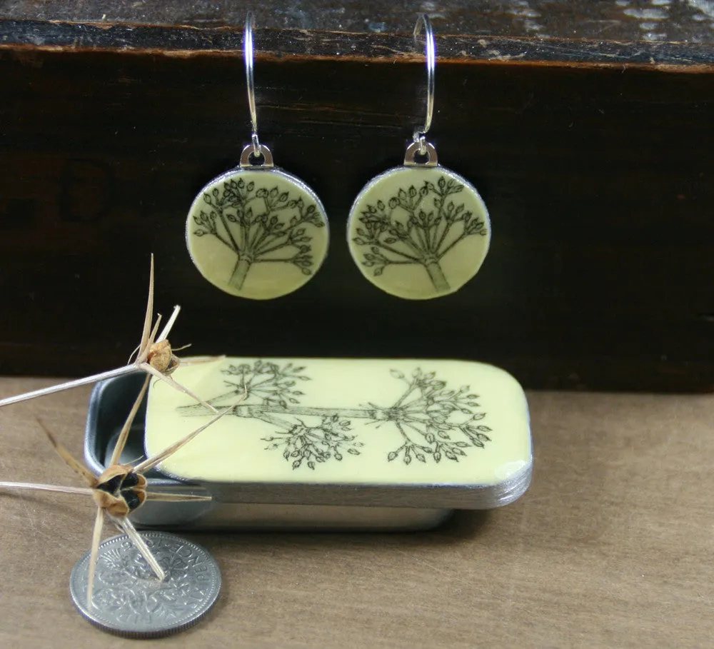 Cottage Garden Sixpence Earrings and Teeny Tiny Tin - Parsley