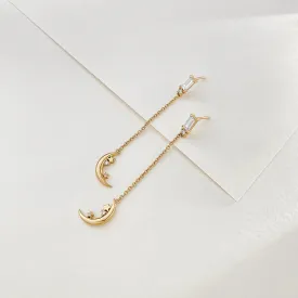 Crescent Baguette Gold Drop Earrings