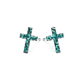 Cross December Birthstone Earrings