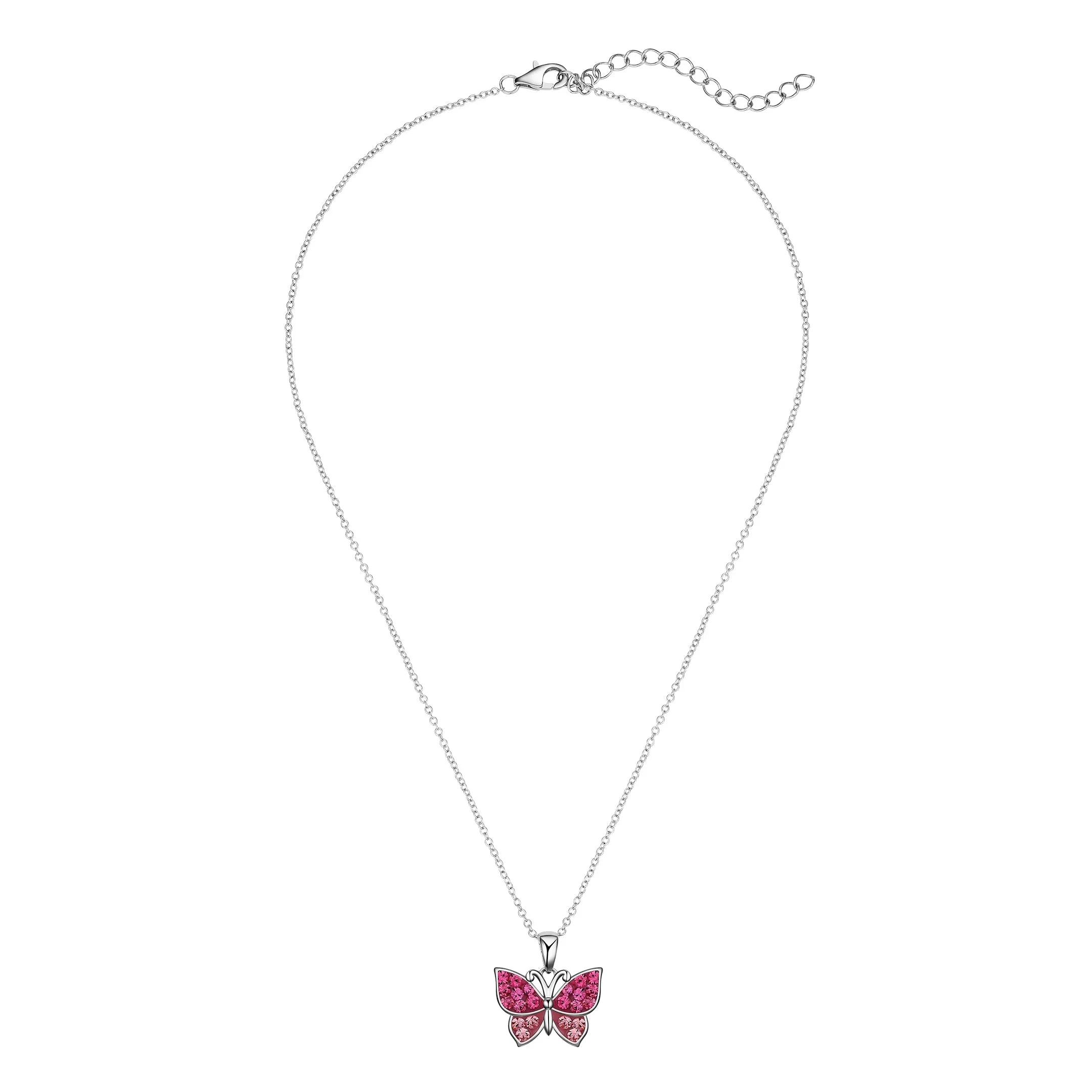 Crystal Butterfly Necklace - Pink