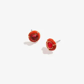 Crystal Stud Earrings, Red