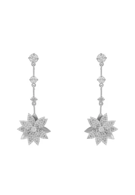 Dahlia Drop Earrings Silver White