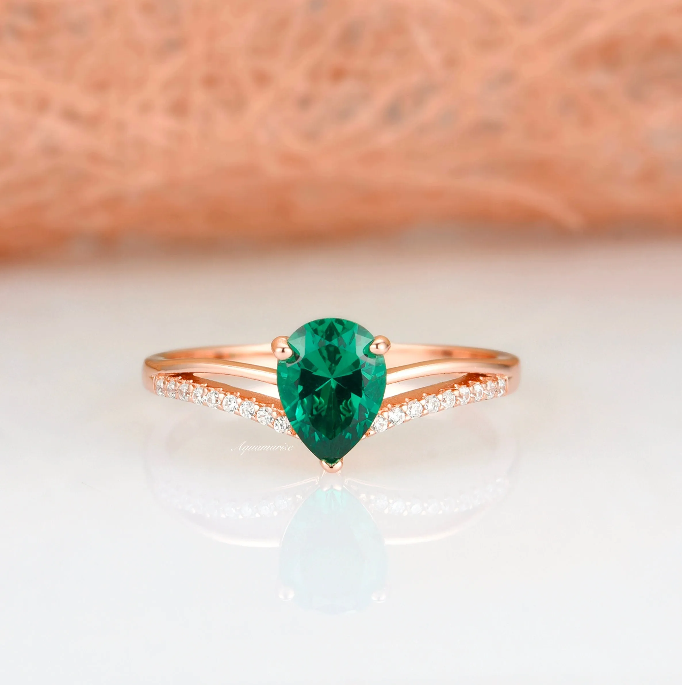 Dakota Emerald Ring Set- 14K Rose Gold Vermeil