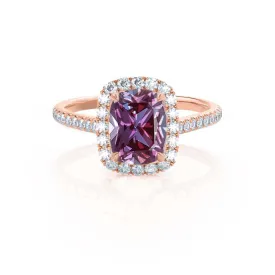 DARLEY - Chatham® Alexandrite Elongated Cushion Micro Pavé 18k Rose Gold Halo