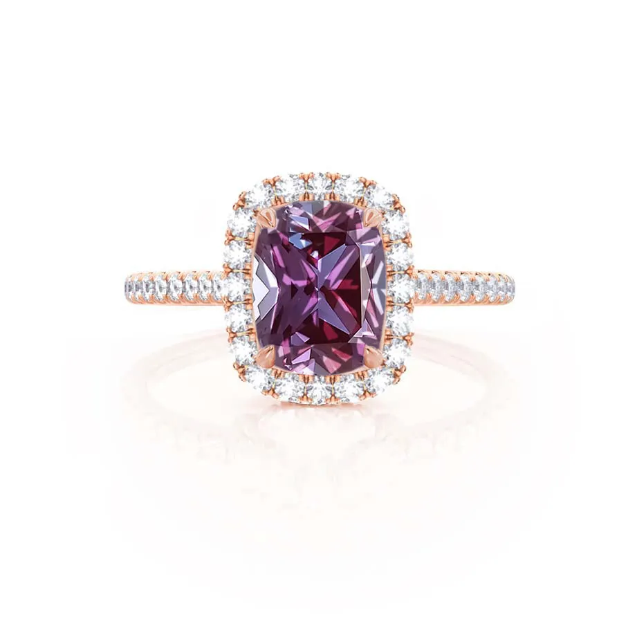 DARLEY - Chatham® Alexandrite Elongated Cushion Micro Pavé 18k Rose Gold Halo