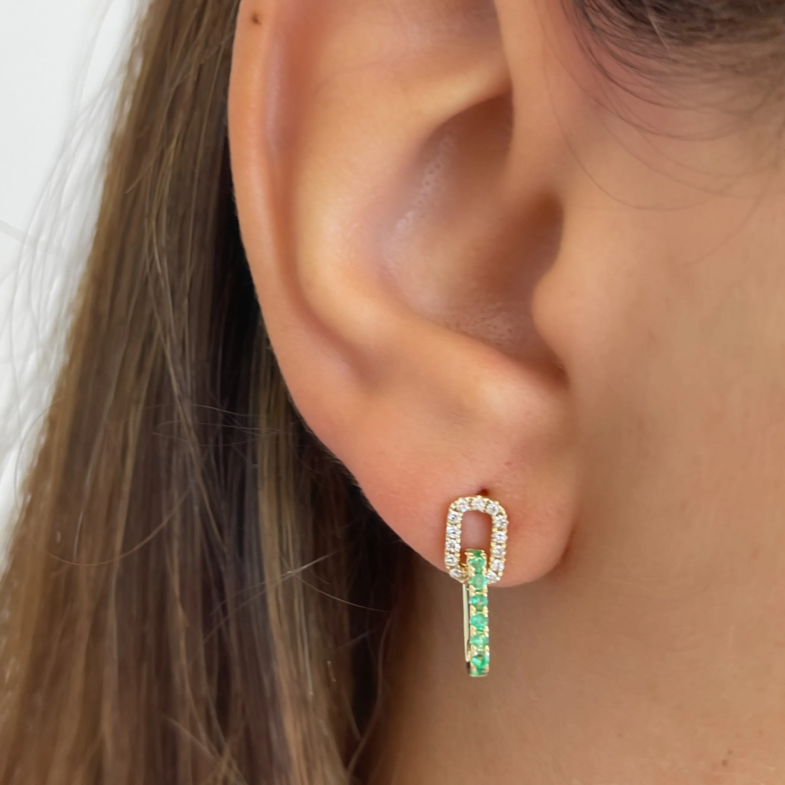 Diamond & Emerald Link Earrings