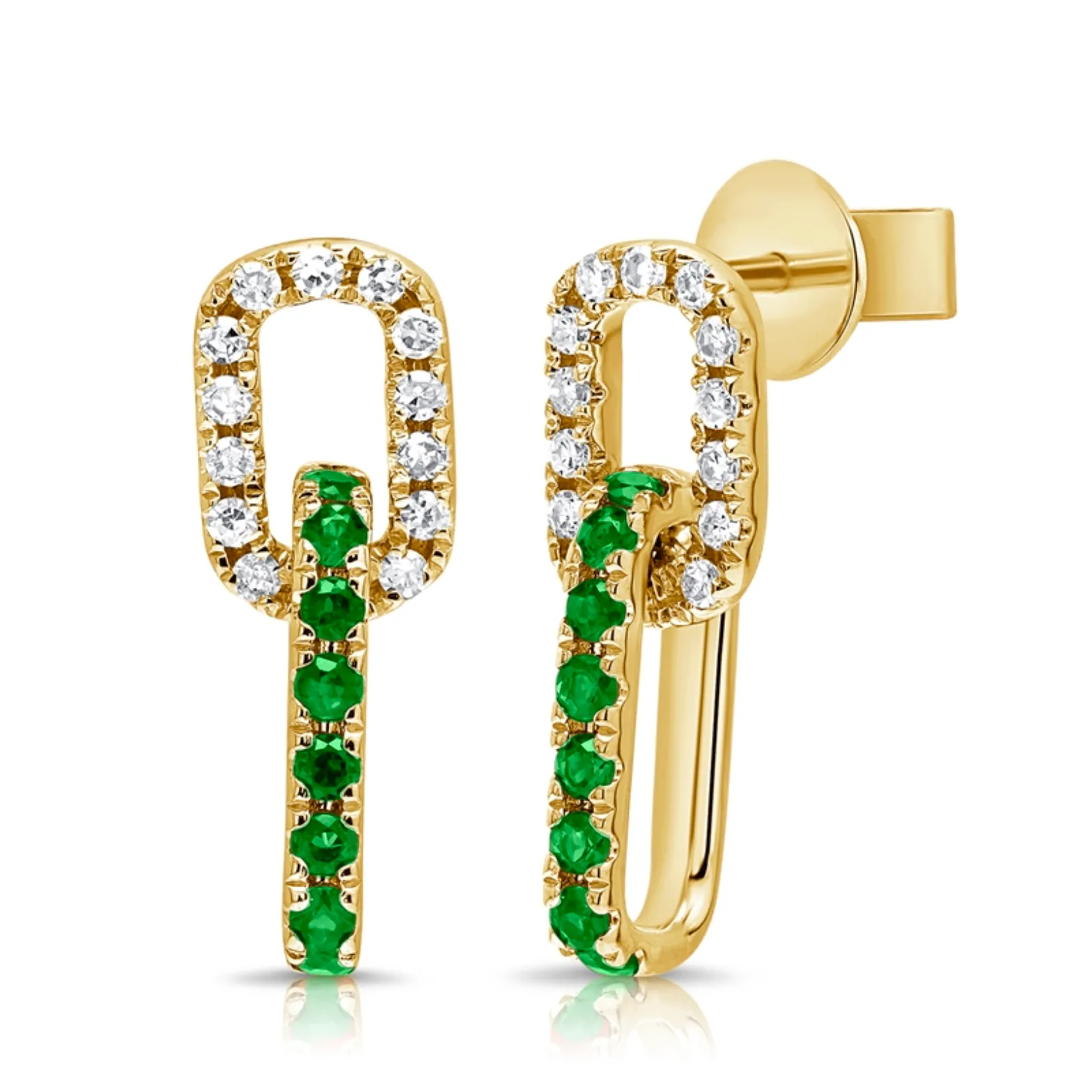 Diamond & Emerald Link Earrings