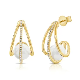 Diamond & Mother of Pearl Wrap Earrings