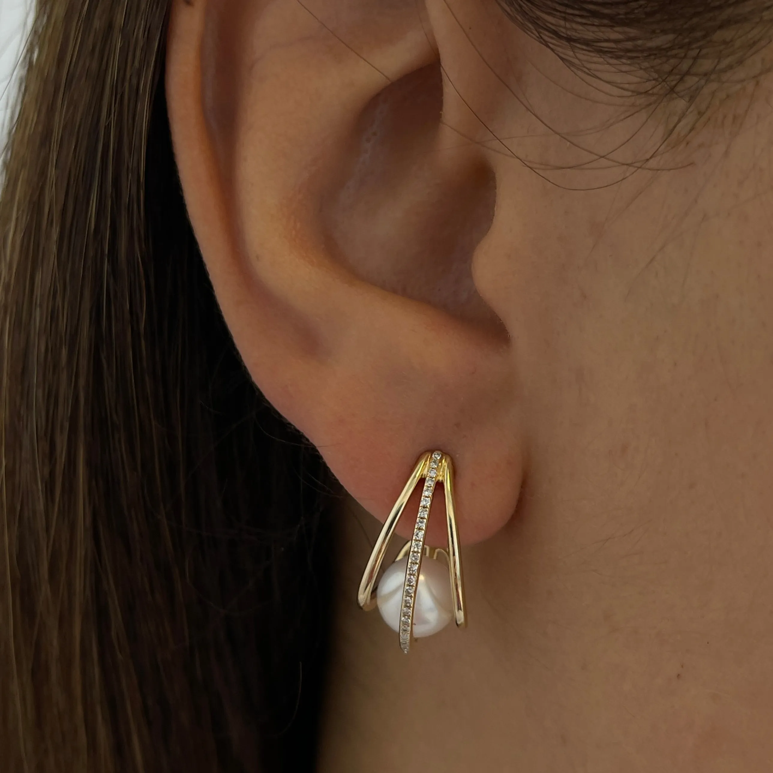 Diamond & Mother of Pearl Wrap Earrings